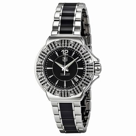 Tag Heuer F1 Black Dial Steel and Ceramic Black Diamond Bezel Ladies Watch WAH1216.BA0859