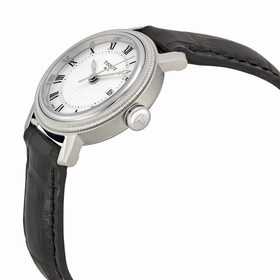 Tissot Bridgeport Automatic Silver Dial Black Leather Ladies Watch T0970071603300