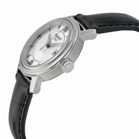 Tissot Bridgeport Silver Dial Black Leather Ladies Quartz Watch T0970101603800