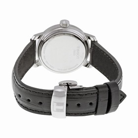 Tissot Bridgeport Silver Dial Black Leather Ladies Quartz Watch T0970101603800