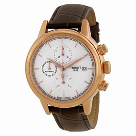 Tissot Carson Automatic Chronograph Silver Dial Black Leather Men's Watch T0854273601100