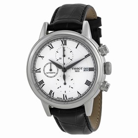 Tissot Carson Chronograph White Dial Black Leather Men's Watch T0854271601300