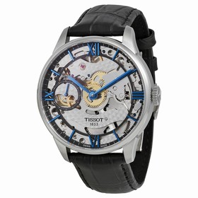 Tissot Chemin Des Tourelles Squelette Skeleton Dial Black Leather Men's Watch T0994051641800