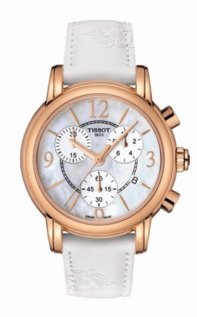 Tissot Dressport Mother Of Pearl Dial 18 Carat Rose Gold Case White Synthetic Ladies Watch T0502173711700