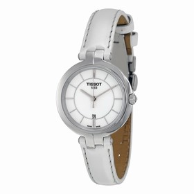 Tissot Flamingo White Dial White Leather Strap Ladies Quartz Watch T0942101601100