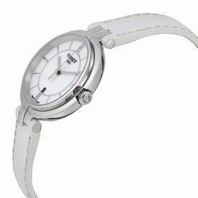 Tissot Flamingo White Dial White Leather Strap Ladies Quartz Watch T0942101601100