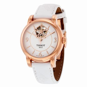 Tissot Lady Heart Powermatic 80 White Mother of Pearl Dial White Leather Ladies Watch T0502073701704