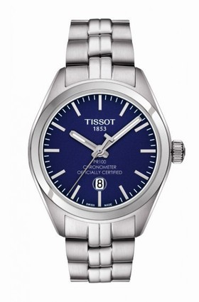 Tissot PR 100 Quartz COSC Lady Blue Dial Stainless Steel Watch T1012511104100