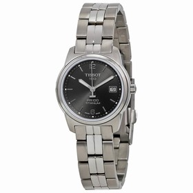 Tissot PR100 Black Dial Titanium Bracelet Ladies Watch T0493104406700