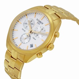 Tissot PR100 Chronograh White Dial Gold PVD Men's Watch T1014173303100