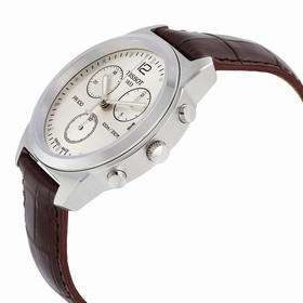 Tissot PR100 Chronograph Silver Dial Brown Leather Men's Watch T0494171603700