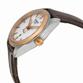 Tissot PR100 Silver Dial Brown Leather Ladies Watch T1012102603600
