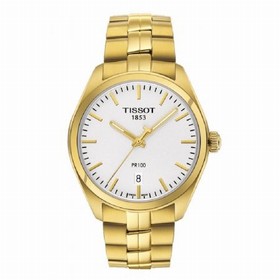 Tissot PR100 Silver Dial Gold PVD Men's Watch T1014103303100