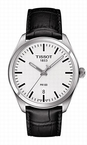 Tissot PR100 White Dial Black Leather Men's Watch T1014101603100
