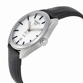 Tissot PR100 White Dial Black Leather Men's Watch T1014101603100