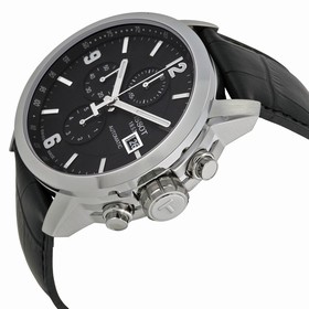 Tissot PRC 200 Automatic Chronograph Black Dial Black Leather Men's Watch T0554271605700
