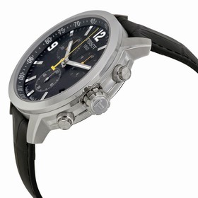 Tissot PRC 200 Chronograph Black Dial Black Leather Men's Watch T0554171605700