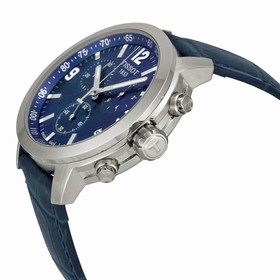 Tissot PRC 200 Chronograph Blue Dial Blue Leather Men's Watch T0554171604700