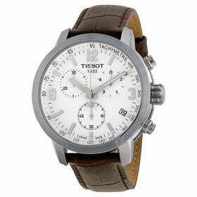 Tissot PRC 200 Chronograph White Dial Brown Leather Men's Watch T0554171601701