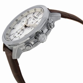 Tissot PRC 200 Chronograph White Dial Brown Leather Men's Watch T0554171601701