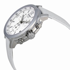 Tissot PRC 200 Chronograph White Dial White Leather Steel Men's Watch T0554171601700