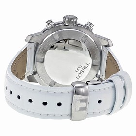 Tissot PRC200 Chronograph Silver Dial White Leather Ladies Watch T0552171603201