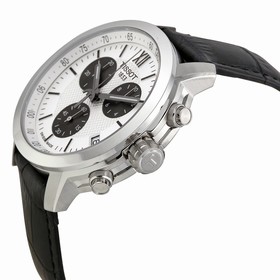 Tissot PRC200 Chronograph White Dial Black Leather Men's Watch T0554171603800
