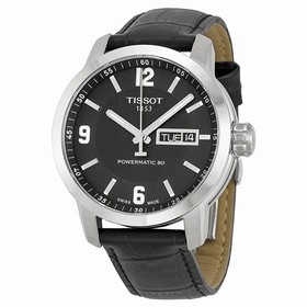 Tissot PRC200 Powermatic 80 Automatic Black Dial Black Leather Men's Watch T0554301605700