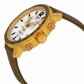 Tissot Quickster Chronograph Silver Dial Brown Leather Gold Stainless Steel Case Men's Watch T095.417.36.037.02