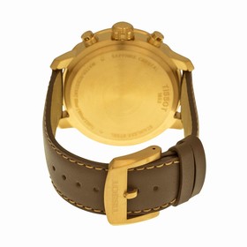 Tissot Quickster Chronograph Silver Dial Brown Leather Gold Stainless Steel Case Men's Watch T095.417.36.037.02