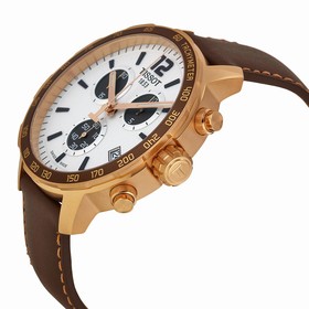 Tissot Quickster Chronograph Silver Dial Brown Leather Men's Sports Watch T095.417.36.037.01