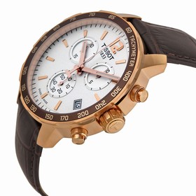 Tissot Quickster Chronograph White Dial Brown Leather Men's Watch T0954173603700