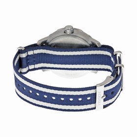 Tissot Quickster Silver Dial Blue and White Stripe Nylon Unisex Watch T0954101703701