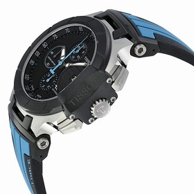 Tissot Race Automatic Chronograph Black Dial Black and Blue Silicone Rubber Men's Watch T0484272705702