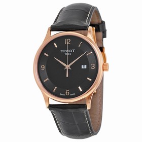 Tissot Rose Dream Automatic Black Dial Black Leather Men's Watch T9144104605700