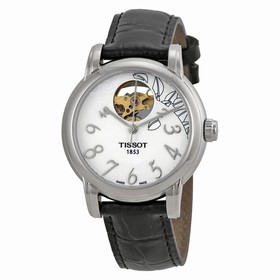 Tissot T Classic Automatic White Dial Black Leather Ladies Watch T0502071603200
