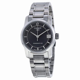 Tissot T-Classic Automatic Black Dial Titanium Ladies Watch T0872074405700