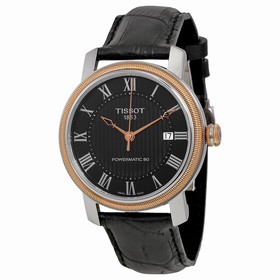 Tissot T-Classic Bridgeport Powermatic 80 Black Dial Black Leather Men's Watch T0974072605300