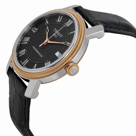 Tissot T-Classic Bridgeport Powermatic 80 Black Dial Black Leather Men's Watch T0974072605300