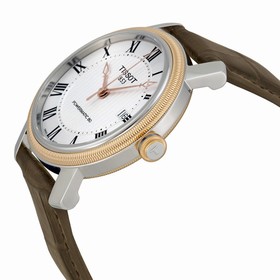 Tissot T-Classic Bridgeport Powermatic 80 Silver Dial Brown Leather Men's Watch T0974072603300