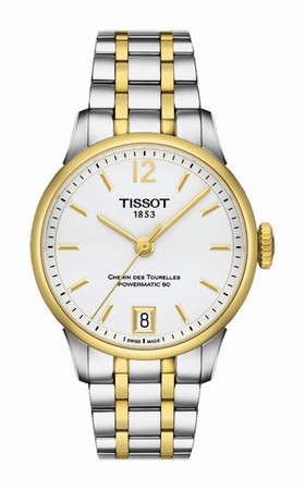 Tissot T-Classic Chemin Des Tourelles White Dial Two Tone Stainless Steel Automatic Men's Watch T0992072203700