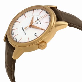 Tissot T-Classic Powermatic White Dial Brown Leather Men's Watch T0854073601100
