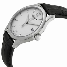 Tissot T-Classic Tradition Silver Dial Black Leather Ladies Watch T0632101603700