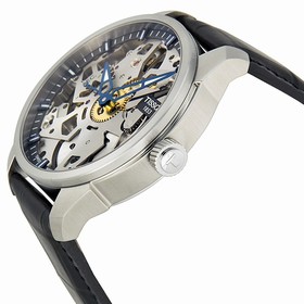 Tissot T-Complication Squelette Skeleton Dial Black Leather Men's Watch T0704051641100
