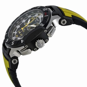 Tissot T-Race Chronograph Black Dial Black and Yellow Rubber Men's Watch T0484172705713