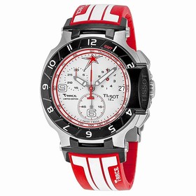 Tissot T-Race Nicky Hayden 2013 Limited Edition Chronograph White Dial Red and White Rubber Men's Watch T048.417.27.017.00