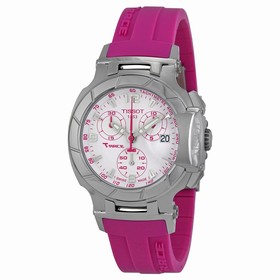 Tissot T-Race White Dial Pink Rubber Ladies Watch T0482171701701