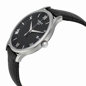 Tissot Traditon Gents Black Dial Black Leather Men's Quartz Watch T0636101605800