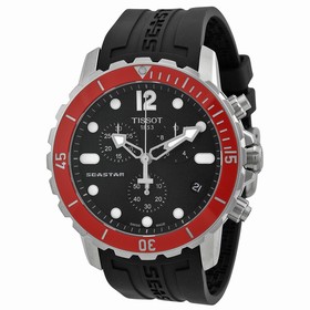 Tissot T-Sport Seastar Chronograph Black Dial Black Rubber Men's Watch T0664171705701