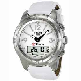 Tissot T-Touch II Titanium Diamond White Leather Ladies Watch T0472204601600